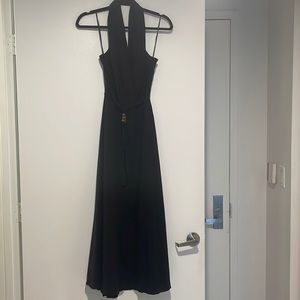 Zara black linen maxi halter dress size xs